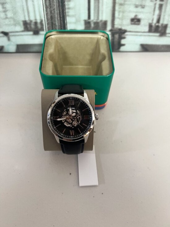 Fossil BQM7127 Flynn Black Leather Skeleton Men\ display picture 1